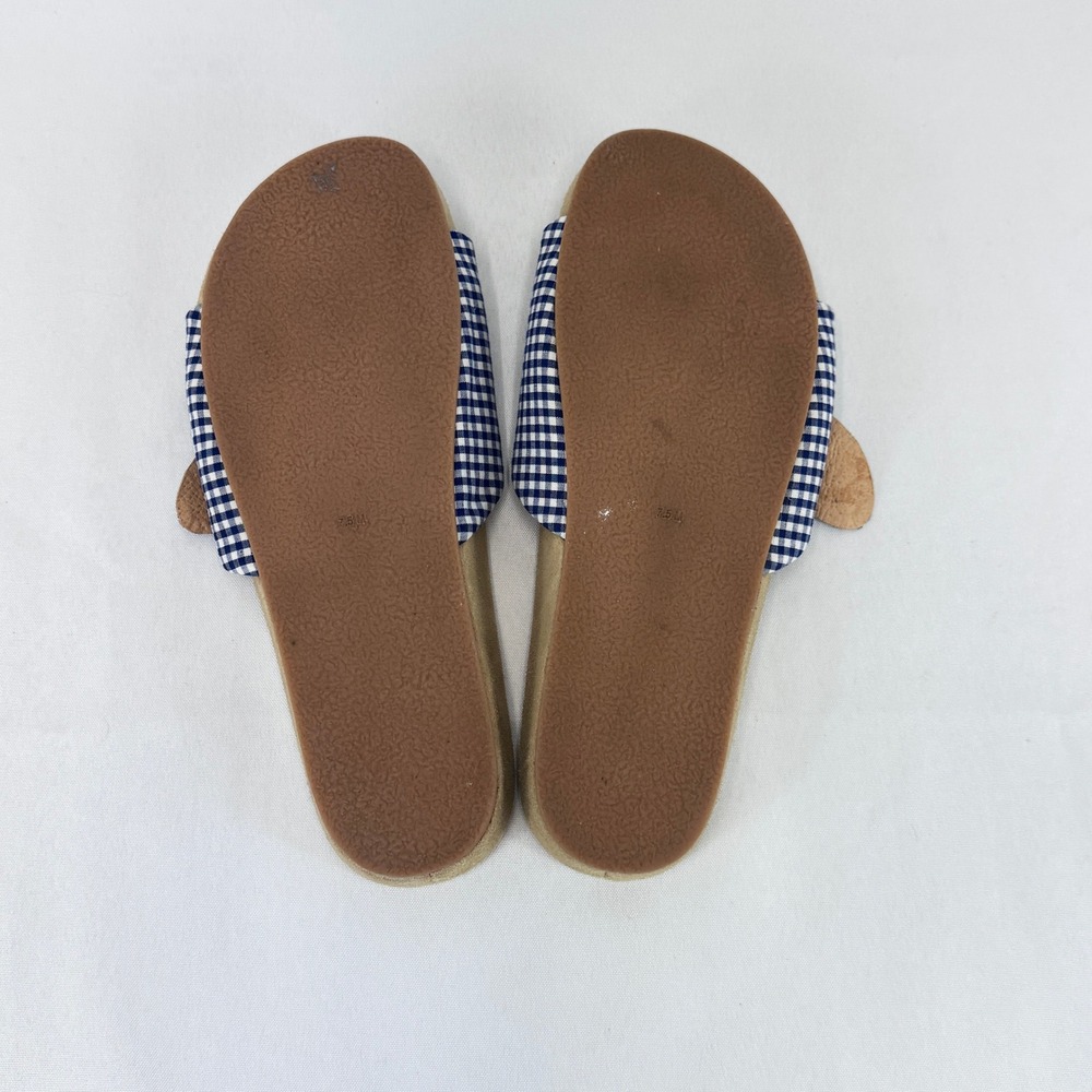 Jack Rogers Slide Sandals Womens 7.5 Blue Gingham Bow Preppy Coastal Picnic - Picture 4 of 4